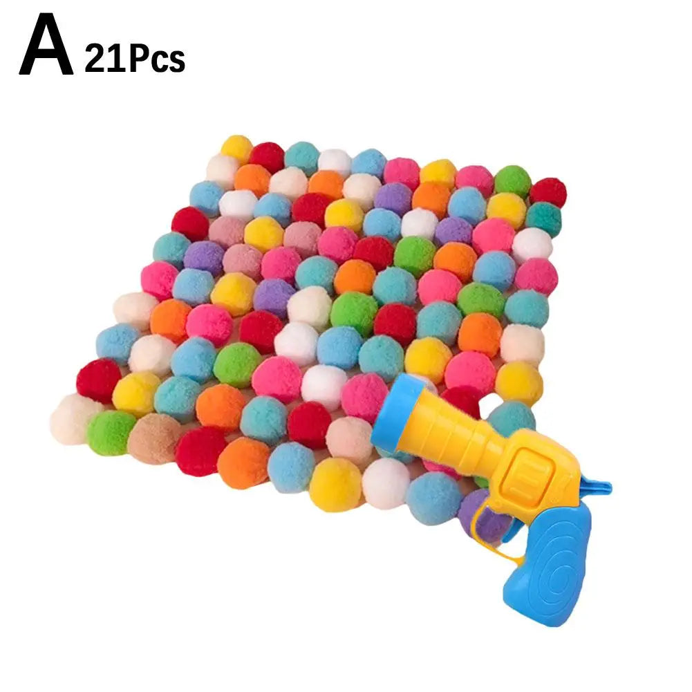 Cat Toys Creative Mini Shooting Gun Games Stretch Plush Ball