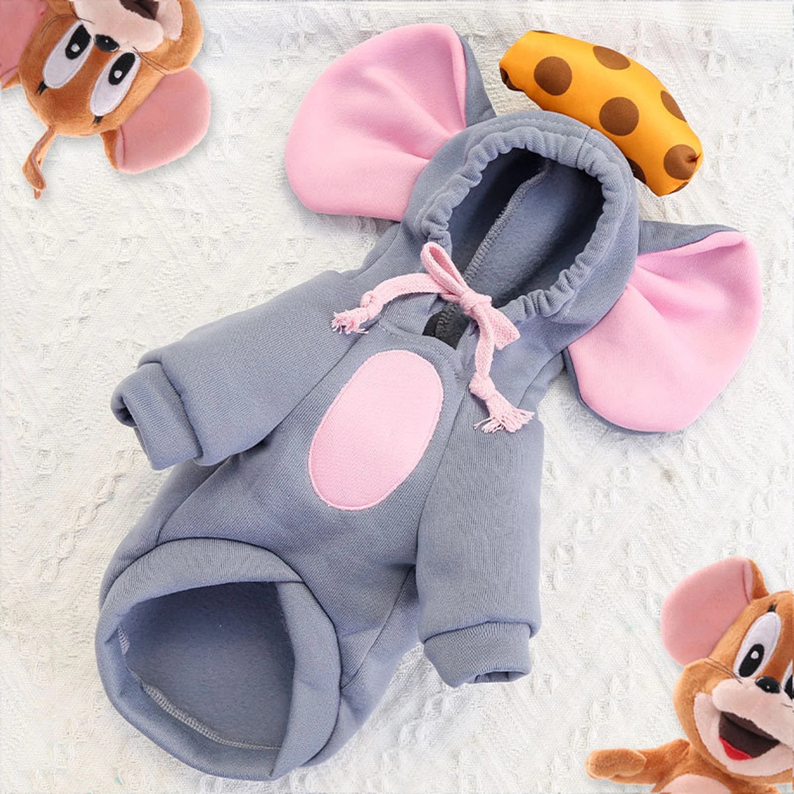 Mouse Costume with Drawstring Hoodies for Pet Dogs