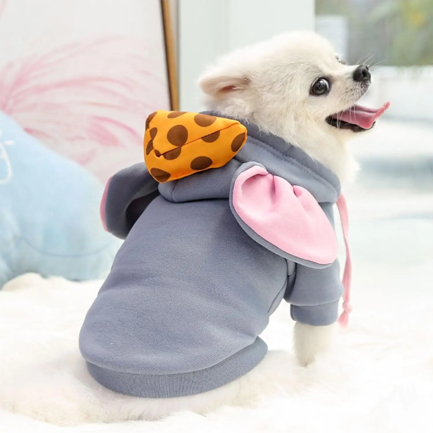 Mouse Costume with Drawstring Hoodies for Pet Dogs