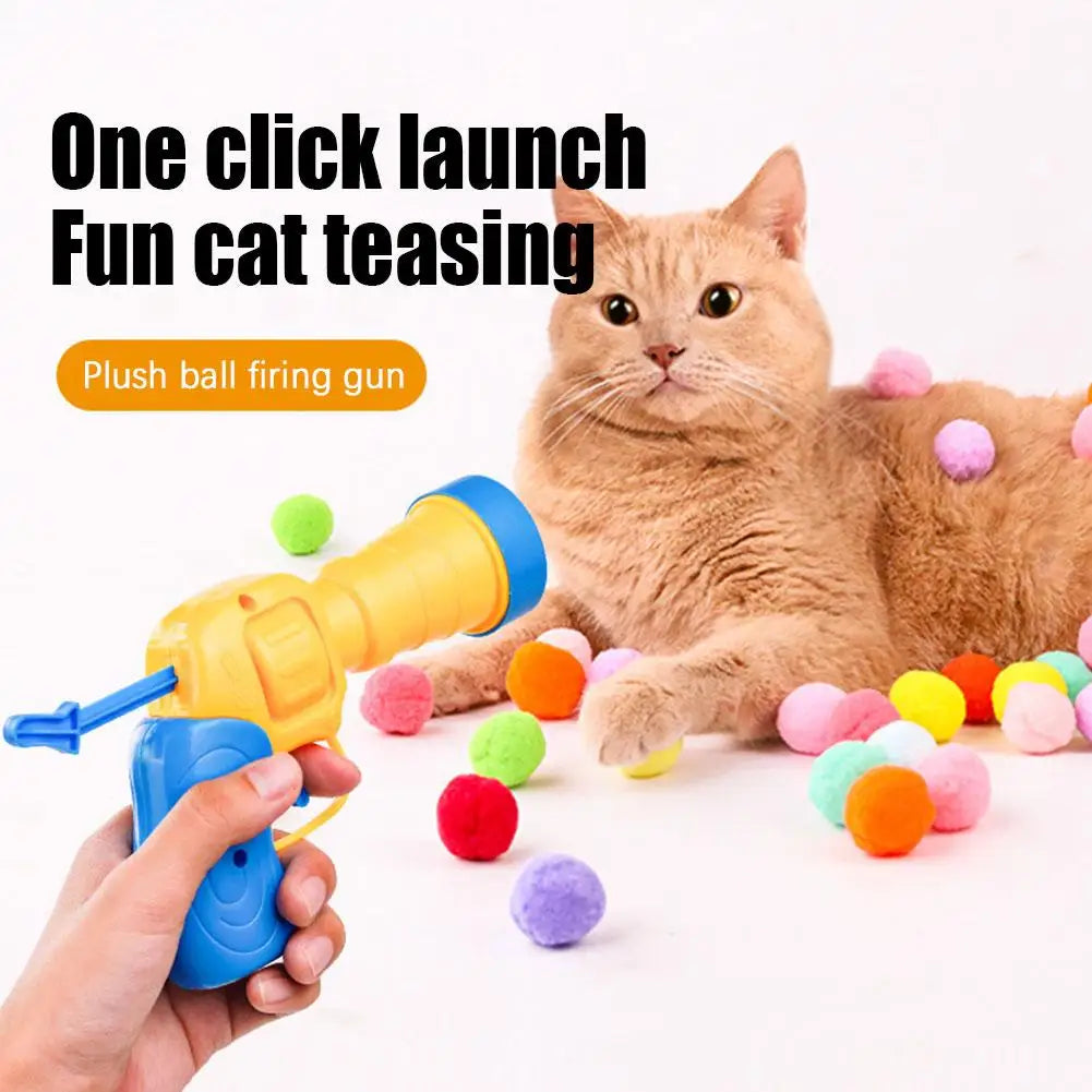 Cat Toys Creative Mini Shooting Gun Games Stretch Plush Ball