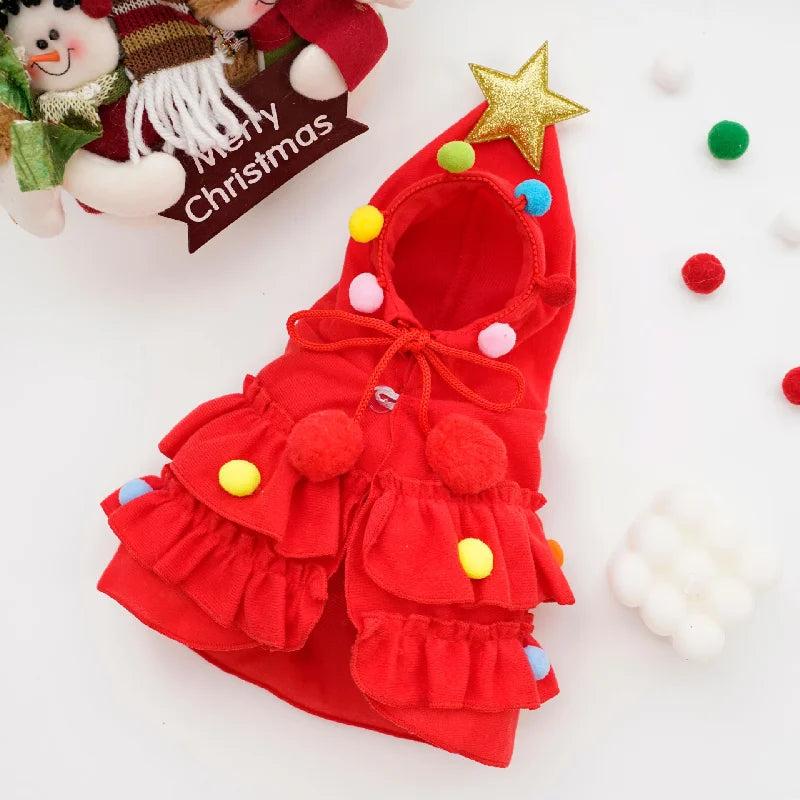 Christmas Pet Clothes Dog Cloak Pet Cape And Shawl Puppy Cosplay Santa Tree Costume