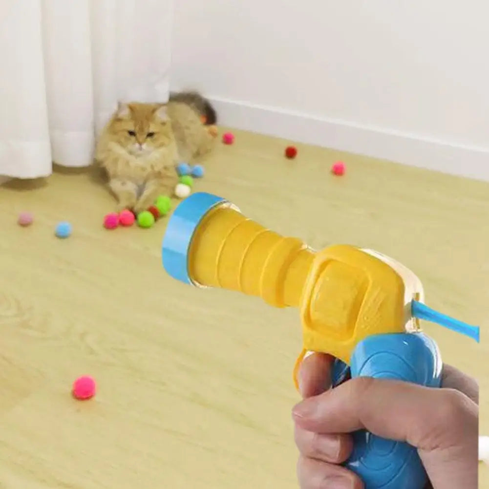 Cat Toys Creative Mini Shooting Gun Games Stretch Plush Ball