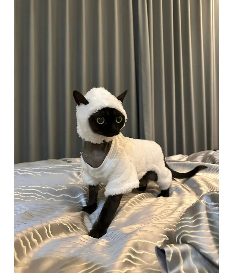 Hairless cat clothes autumn and winter thickened polar fleece warm four-legged sphinx devon cat lamb double-sided fleece cotton