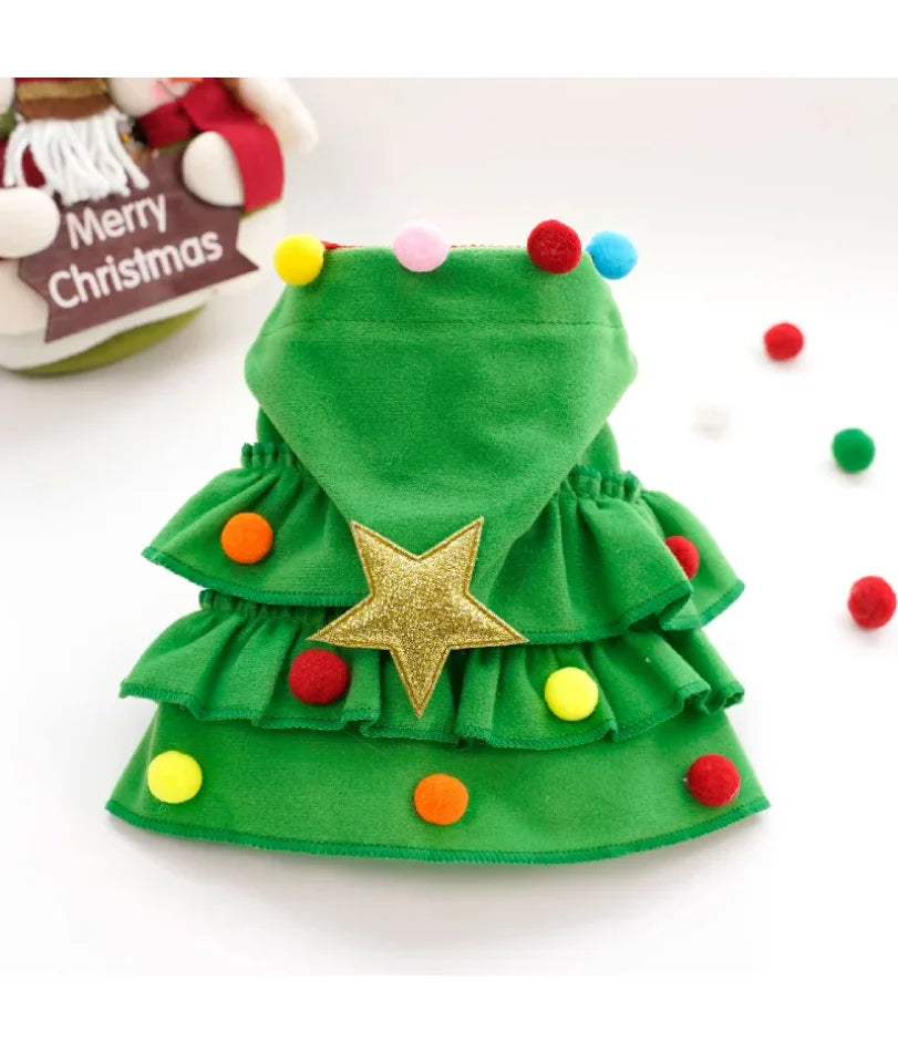 Christmas Pet Clothes Dog Cloak Pet Cape And Shawl Puppy Cosplay Santa Tree Costume