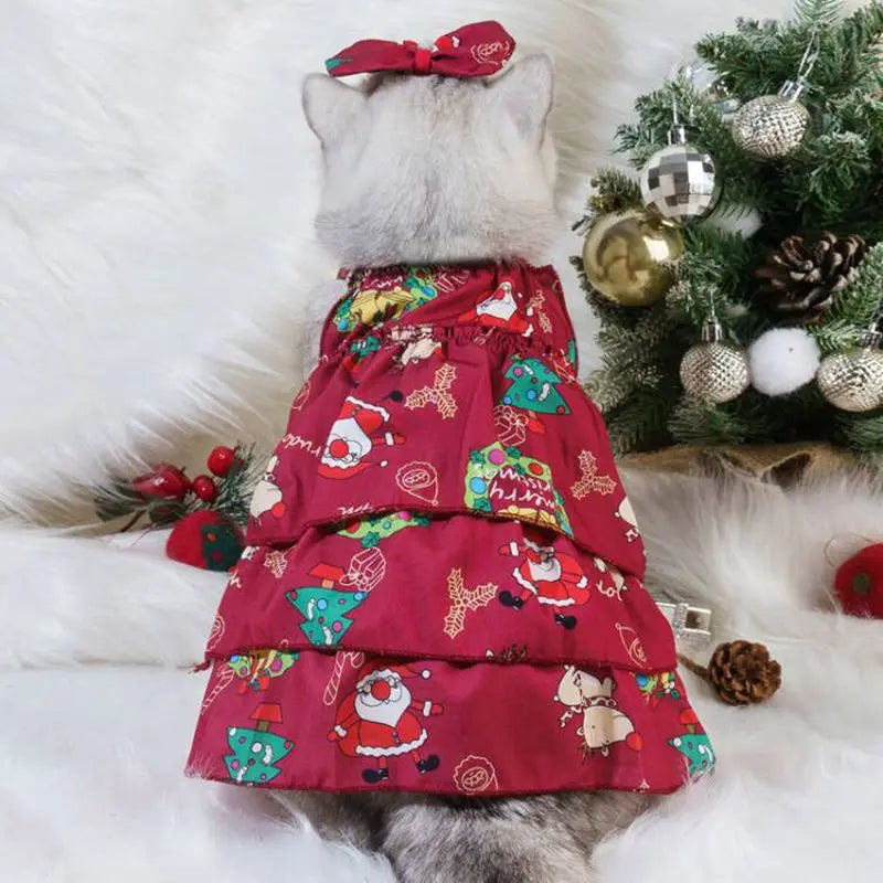 Pet Cat Dress Clothes Christmas Dog Dress Dog Slip Dress