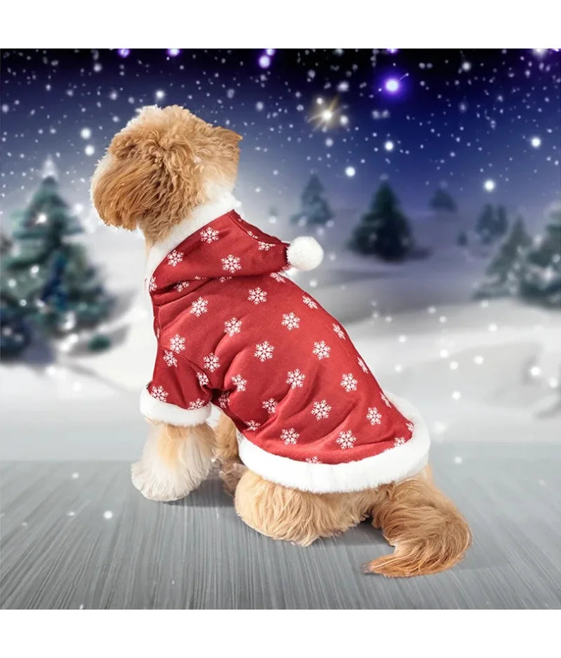 Pet Christmas Clothes Snowflakes Jumpsuit Hooded