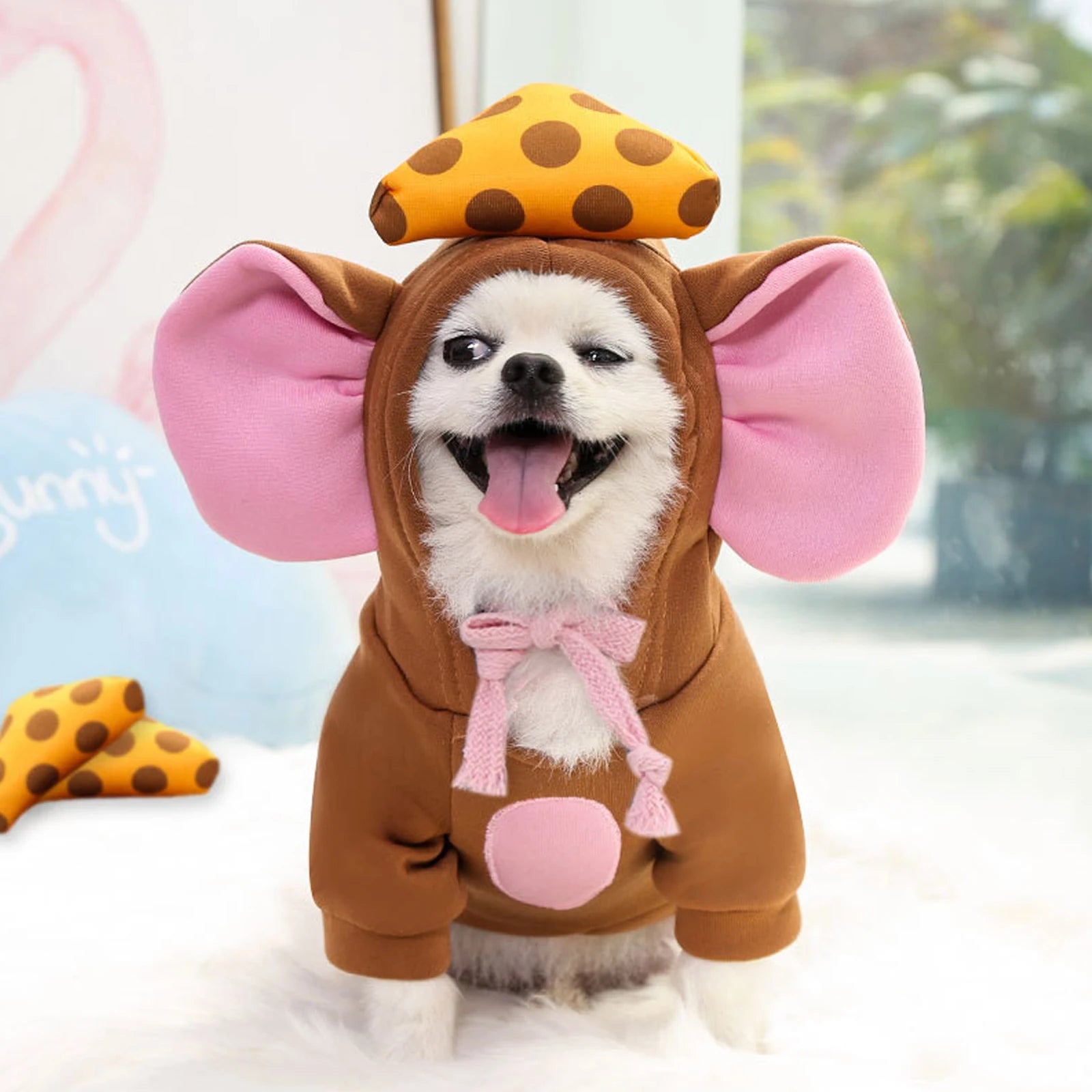 Mouse Costume with Drawstring Hoodies for Pet Dogs