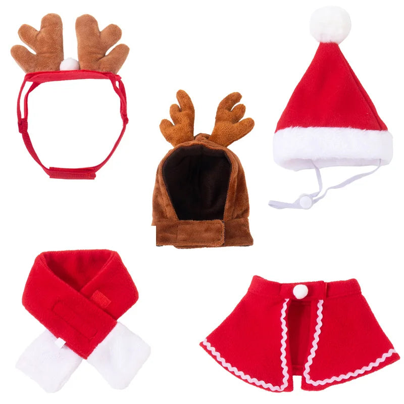 Christmas Santa Pet Costume Set Dog Cat Puppy Santa Hat And Scarf New Year Holiday Gift