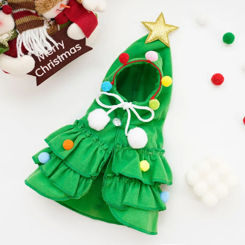 Christmas Pet Clothes Dog Cloak Pet Cape And Shawl Puppy Cosplay Santa Tree Costume