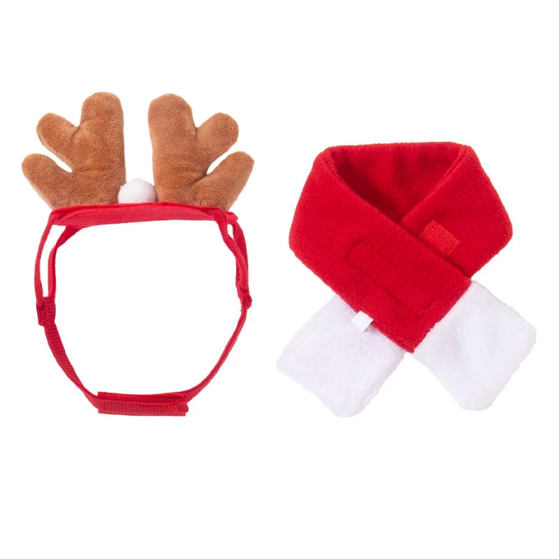 Christmas Santa Pet Costume Set Dog Cat Puppy Santa Hat And Scarf New Year Holiday Gift