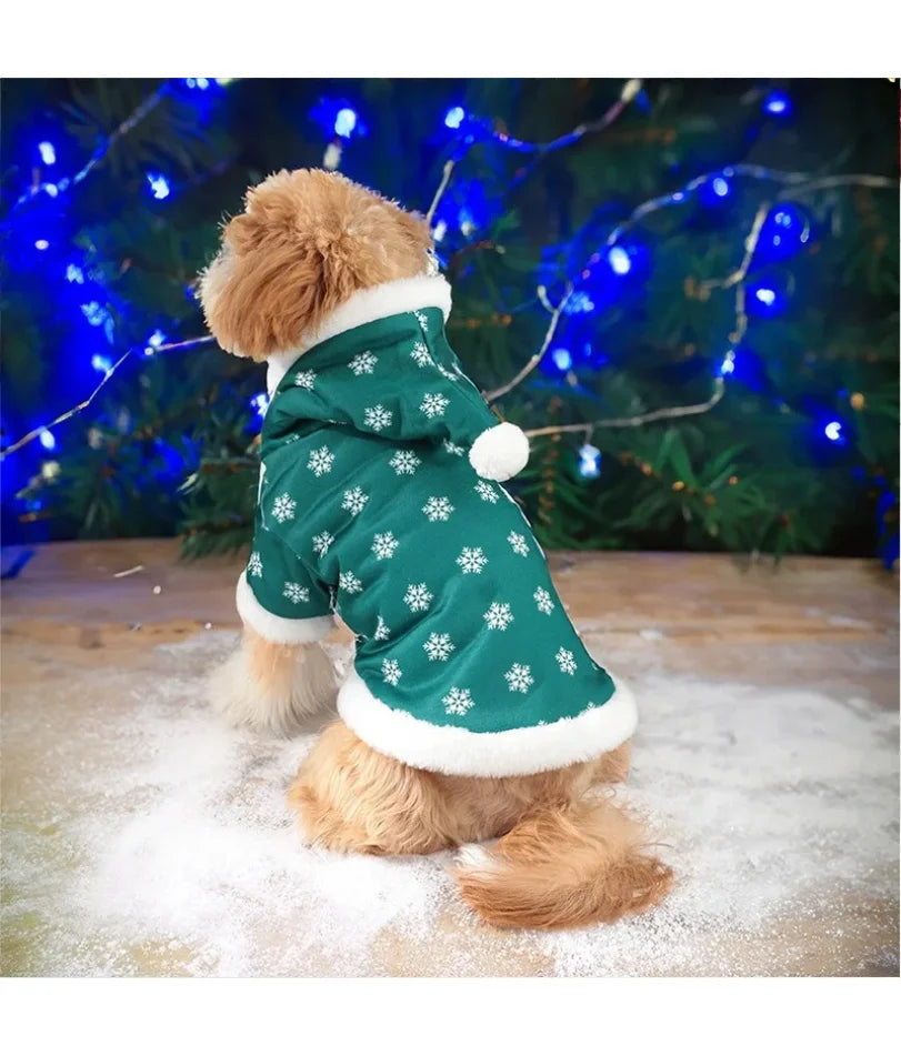 Pet Christmas Clothes Snowflakes Jumpsuit Hooded