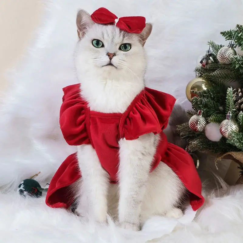 Pet Cat Dress Clothes Christmas Dog Dress Dog Slip Dress