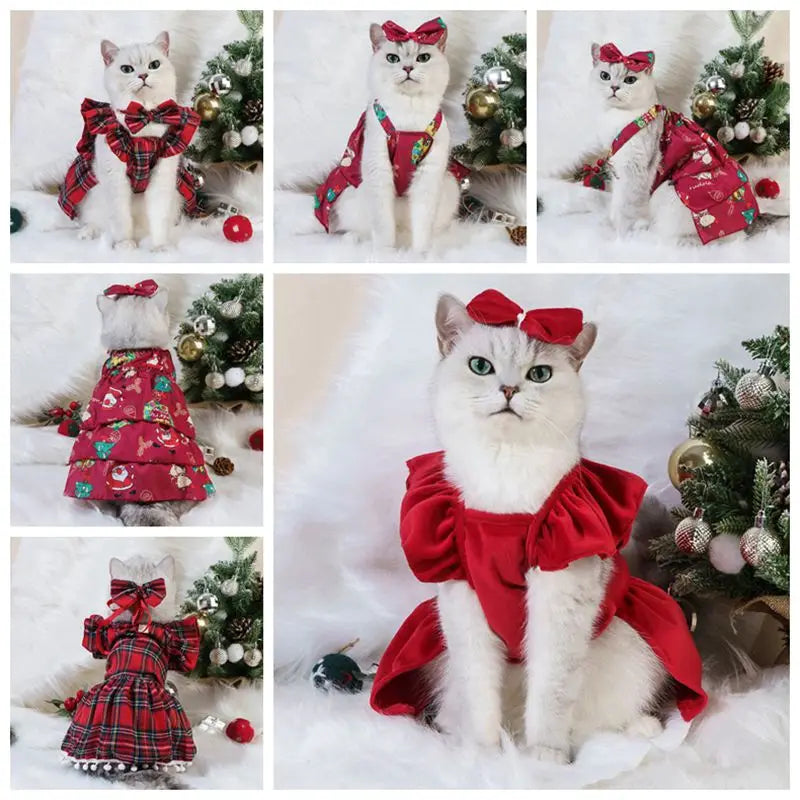Pet Cat Dress Clothes Christmas Dog Dress Dog Slip Dress