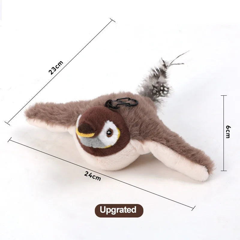 Interactive Cat/Dog Toys Rechargeable Flying Bird Cat Toy Chirping Flapping Bird