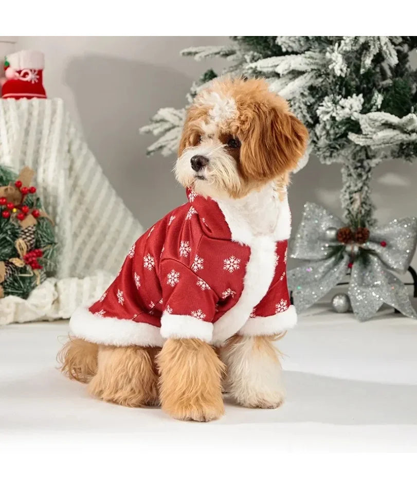 Pet Christmas Clothes Snowflakes Jumpsuit Hooded