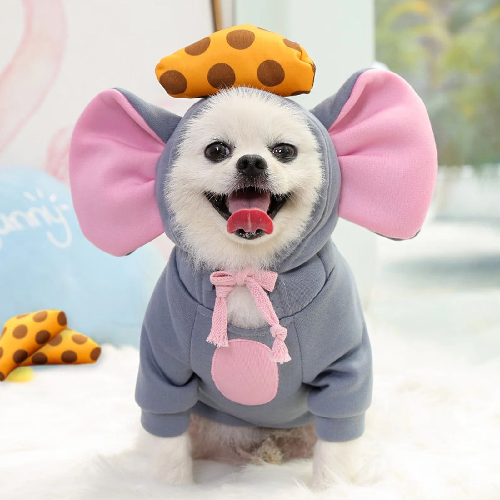 Mouse Costume with Drawstring Hoodies for Pet Dogs