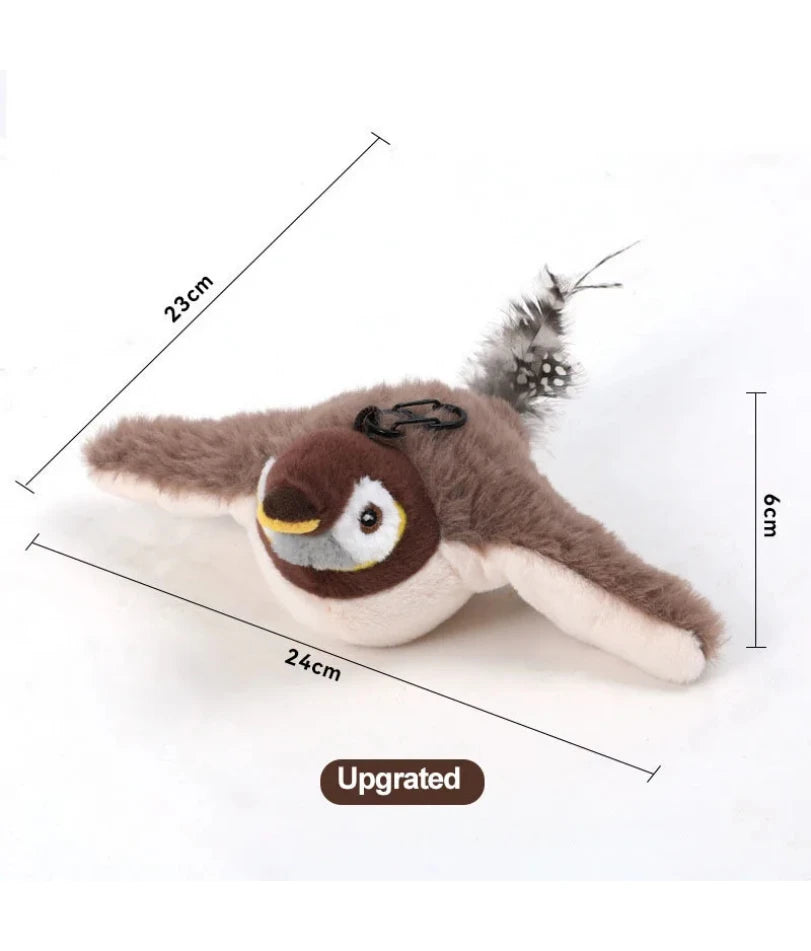 Interactive Cat/Dog Toys Rechargeable Flying Bird Cat Toy Chirping Flapping Bird