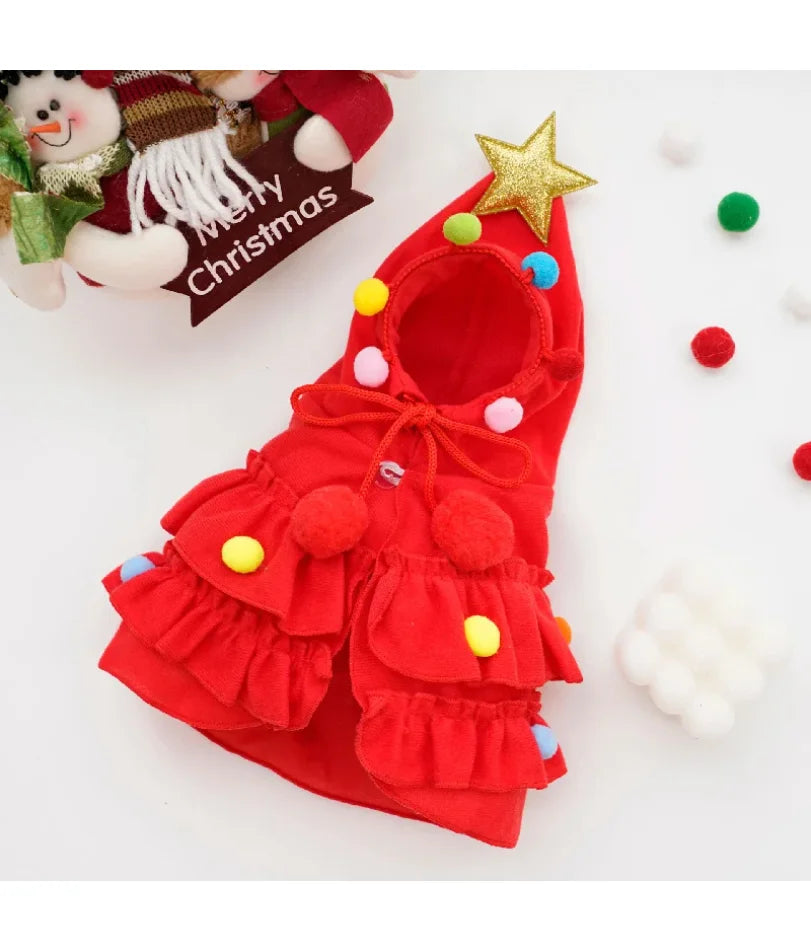Christmas Pet Clothes Dog Cloak Pet Cape And Shawl Puppy Cosplay Santa Tree Costume
