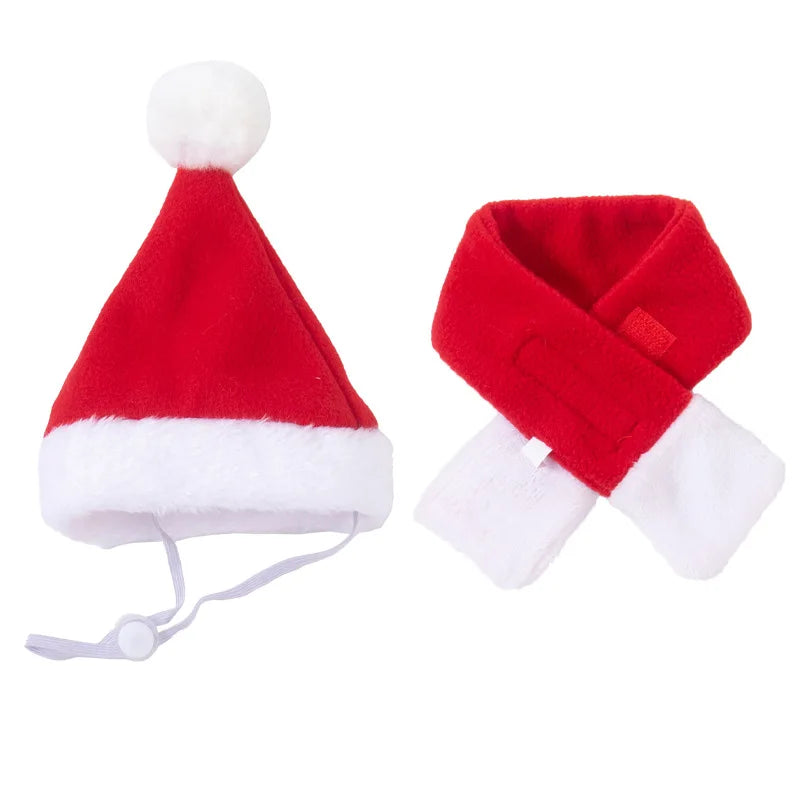 Christmas Santa Pet Costume Set Dog Cat Puppy Santa Hat And Scarf New Year Holiday Gift