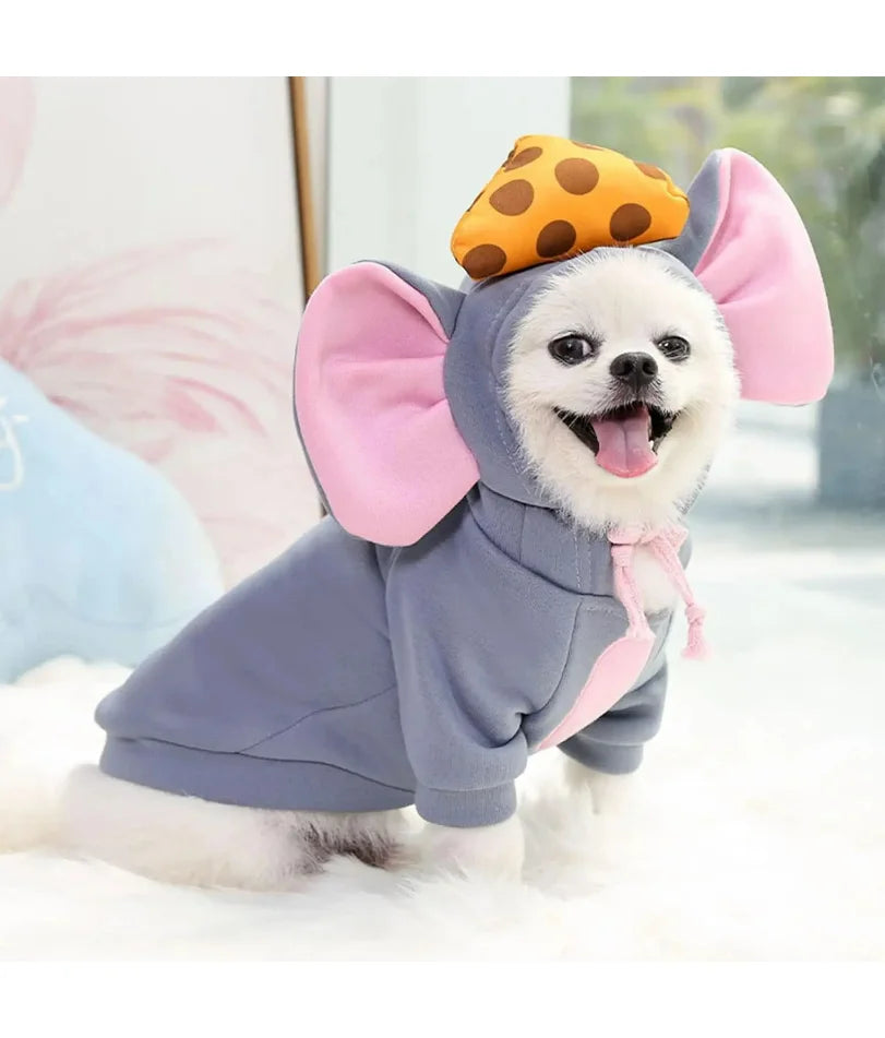 Mouse Costume with Drawstring Hoodies for Pet Dogs