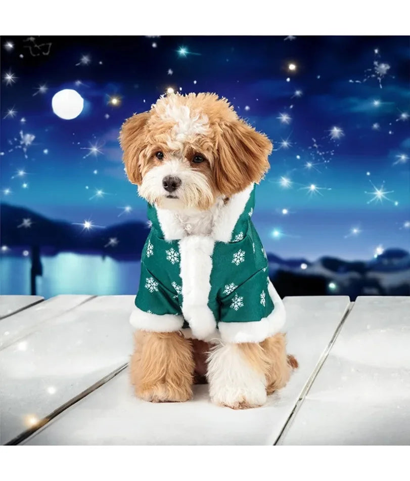 Pet Christmas Clothes Snowflakes Jumpsuit Hooded