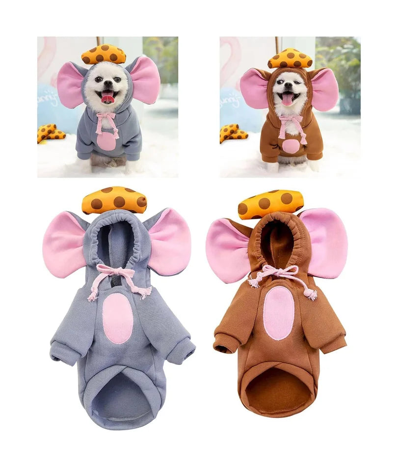 Mouse Costume with Drawstring Hoodies for Pet Dogs