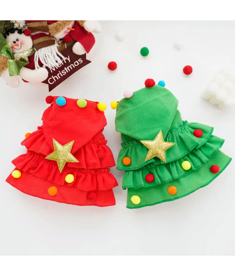 Christmas Pet Clothes Dog Cloak Pet Cape And Shawl Puppy Cosplay Santa Tree Costume