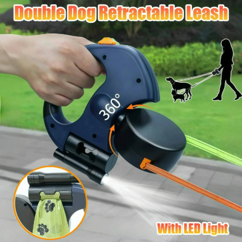 Auto Retractable Double-Ended Dog Leash 3m with LED Flashlight