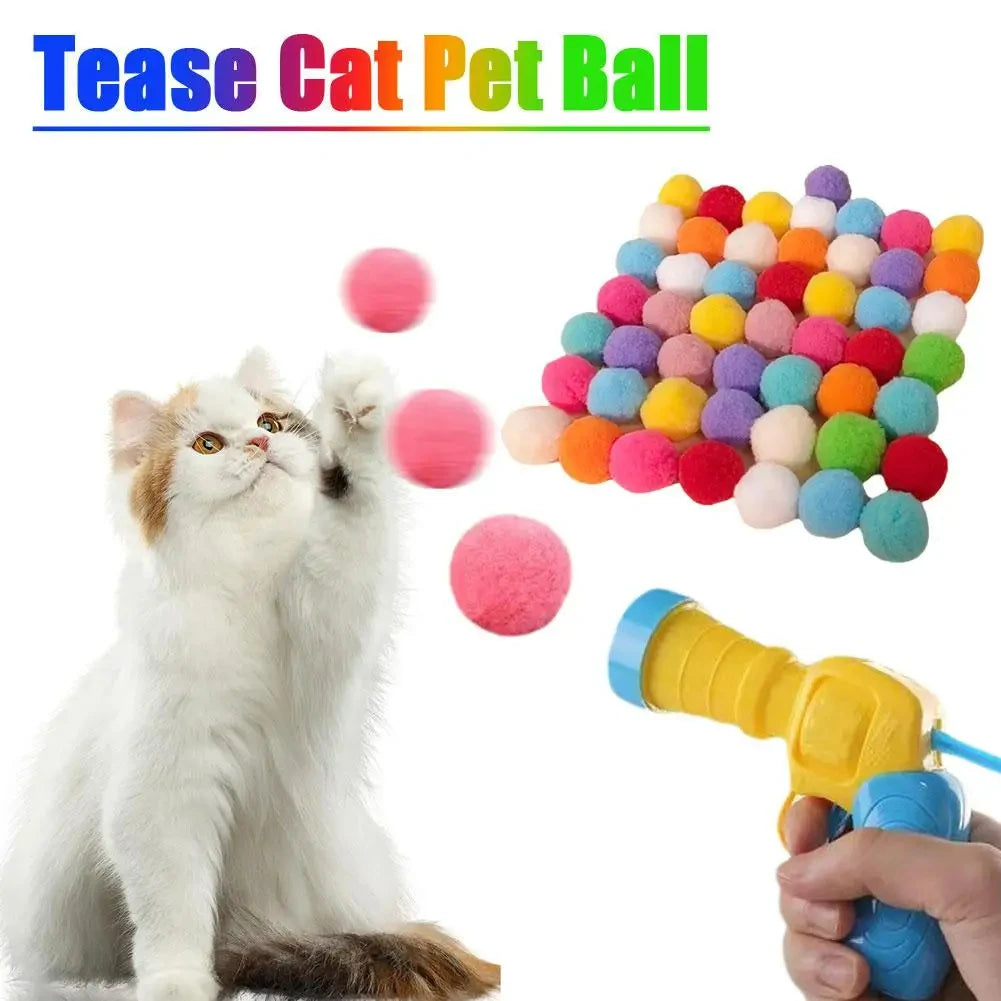 Cat Toys Creative Mini Shooting Gun Games Stretch Plush Ball