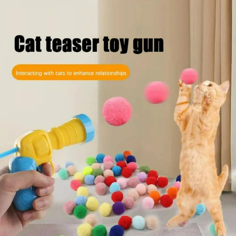 Cat Toys Creative Mini Shooting Gun Games Stretch Plush Ball