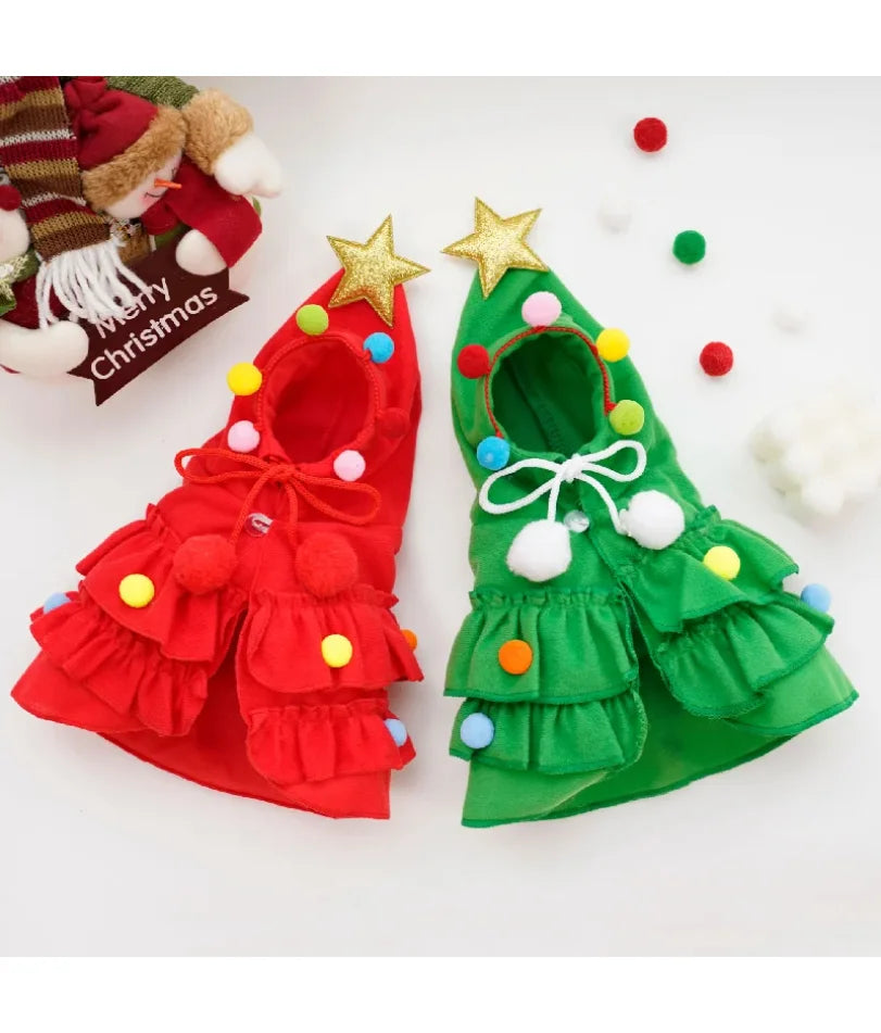 Christmas Pet Clothes Dog Cloak Pet Cape And Shawl Puppy Cosplay Santa Tree Costume